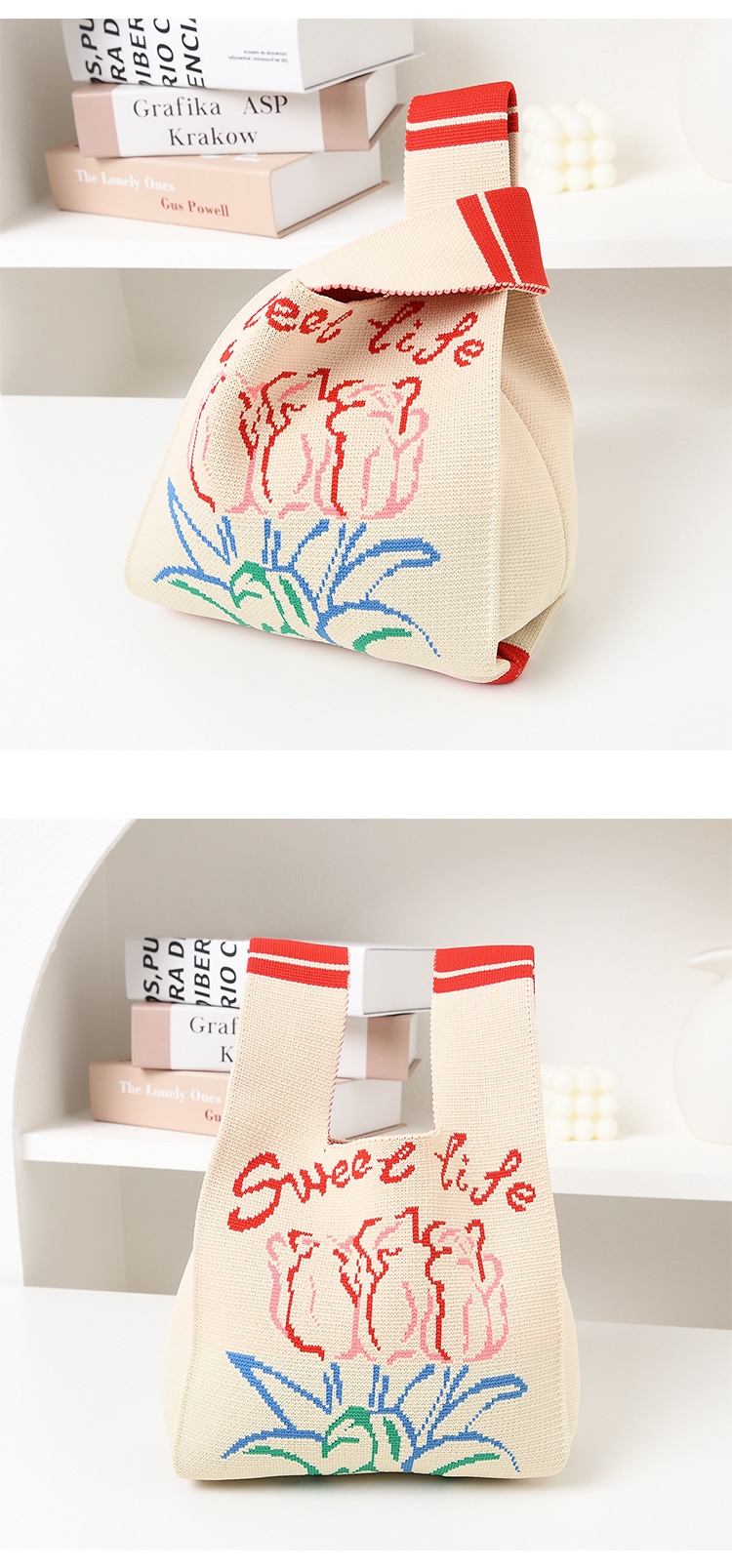Women's Medium Knit Animal Letter Cute Open Handbag display picture 3