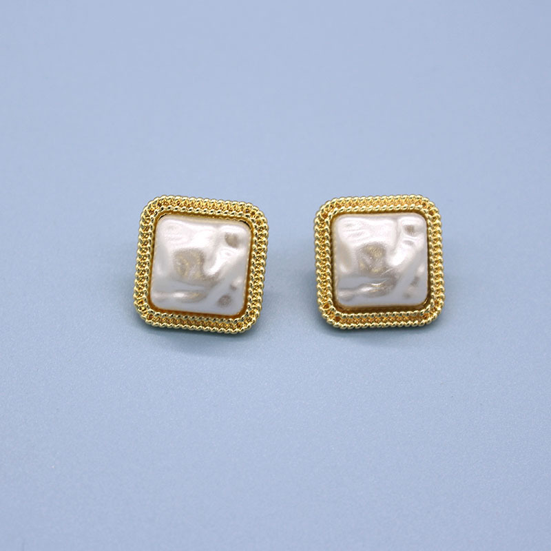 Korean New Simple Square Five-pointed Star Heart-shaped Pearl Stud Earrings Geometric And Gold Hemming Earrings Cross-border Sold Jewelry display picture 4