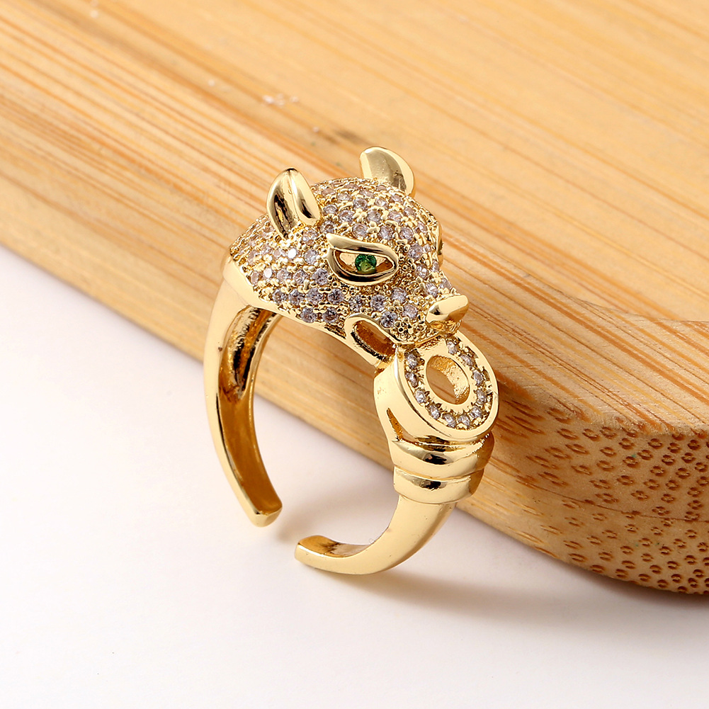 Hip-hop New Leopard Copper-plated Real Gold Tail Ring display picture 3