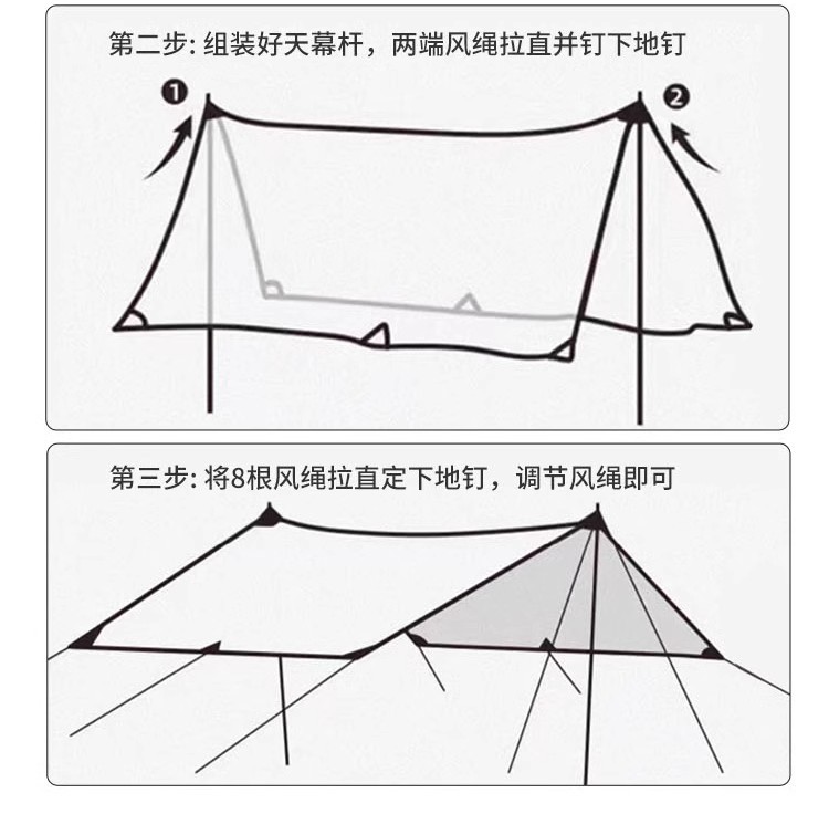 Black Rubber Canopy Thickened Curtain Camping Sun Protection Sunshade Outdoor Canopy Sunshade Rain Sunshade Canopy