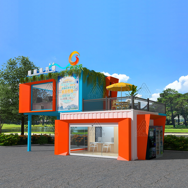 Contenedor tienda móvil doble calle comercial café con leche tienda de té área escénica contenedor móvil quiosco