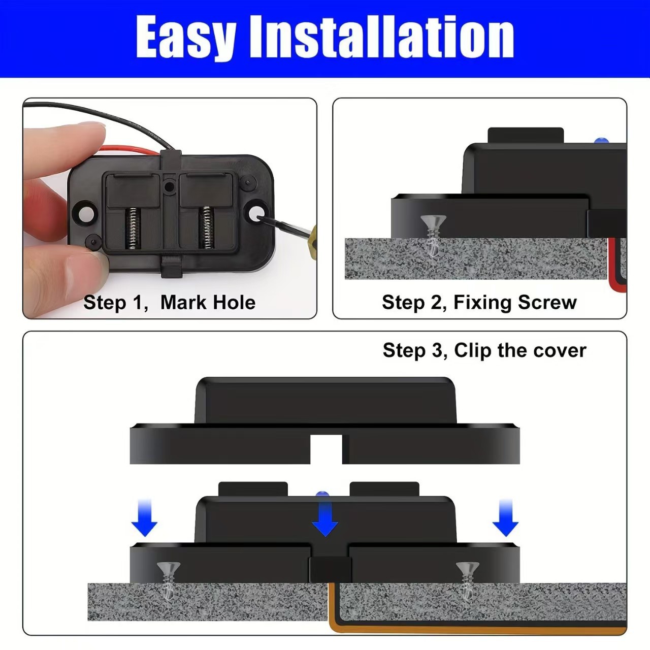 12V modified type-c charging port for super-fast charging of batteries in buses and RVs, with additional mobile phone USB charger