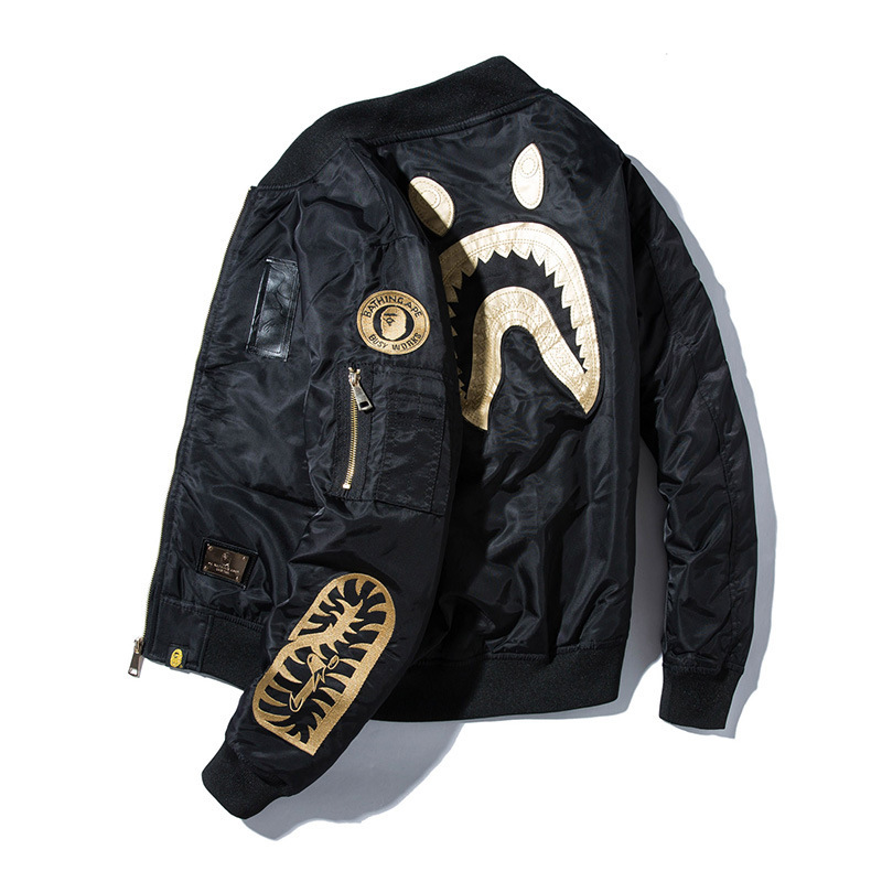 Autumn and Winter Thickeneded Baseball Uniforms for Men and Women, Cotton-Padded Jackets, Embroidered Ma1 Bomber Jackets, Hip-Hop Shark Jackets Autumn and Winter Thickeneded Baseball Uniforms for Men and Women, Cotton-Padded Jackets, Embroidered Ma1 Bomber Jackets, Hip-Hop Shark Jackets