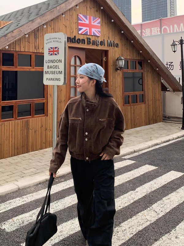 美式复古脏脏工装风机车夹克辣妹宽松显瘦短款外套2025年秋季新款|undefined