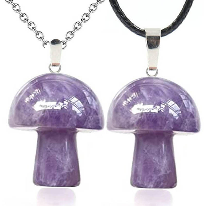 7g Weight Crystal Pendant Material Casual Simple Style Mushroom Crystal Leather Rope Wholesale Charms Pendant Necklace