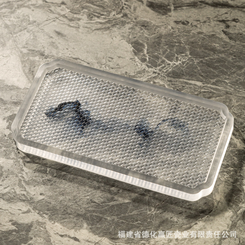 Wengjie tinta transfronteriza seca tabla de té bandeja de madera aislamiento térmico doméstico resina de soporte de goma simple bandeja de té multifuncional