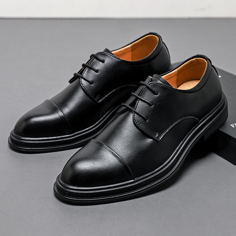 zapatos de cuero de negocios de hombre, moda, nuevos zapatos de cuero casuales de moda, zapatos de boda de estilo británico, zapatos de cuero de cordón de hombre image 1
