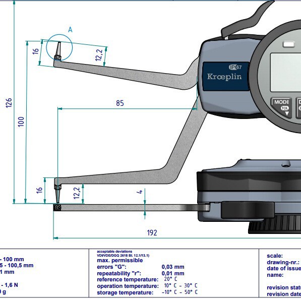优势供应德国kroeplin数显内径卡规 G280