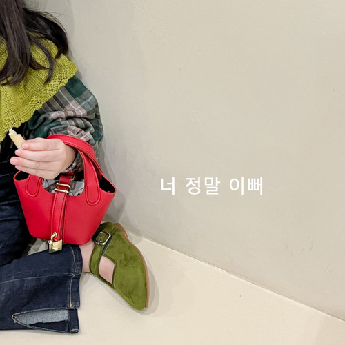 Autumn and winter European and American style mini children's and girls' hand carry concave shape vegetable basket crossbody cross-body small bag women's bag