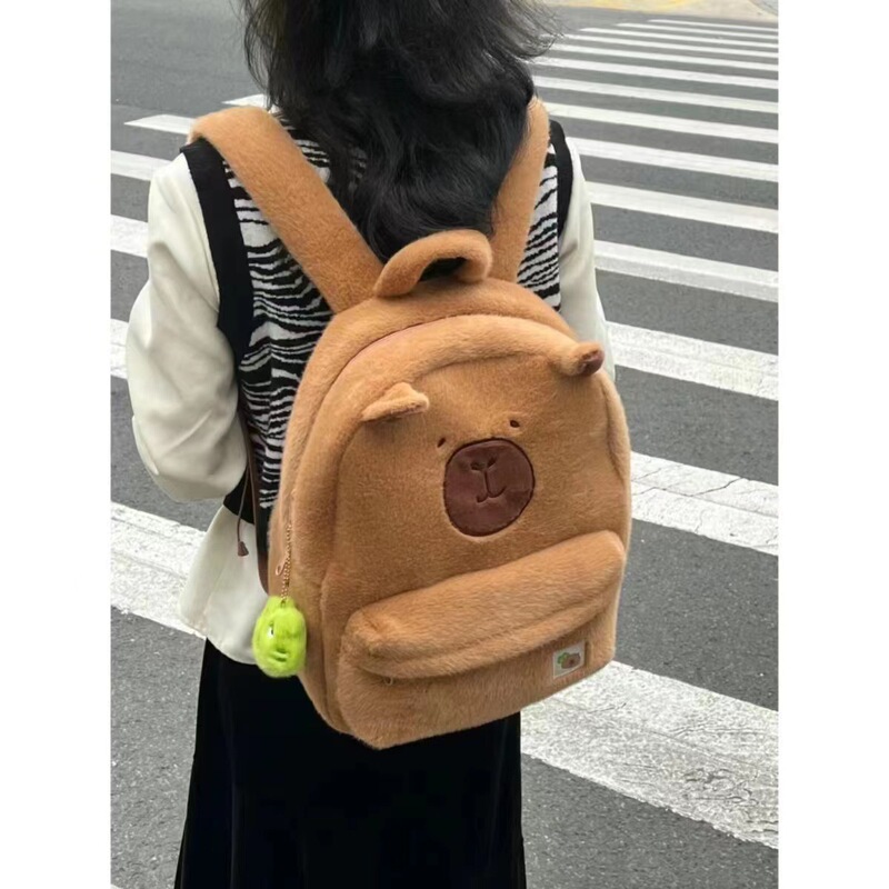 Puffer Dolphin Backpack Cute Plush Backpack Women's 2024 New Student Commuter Large Capacity Backpack Schoolbag