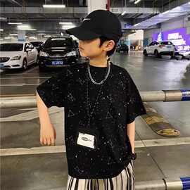男童白搭洋气时尚套装2025夏季新款中大童潮版宽松短袖两件套