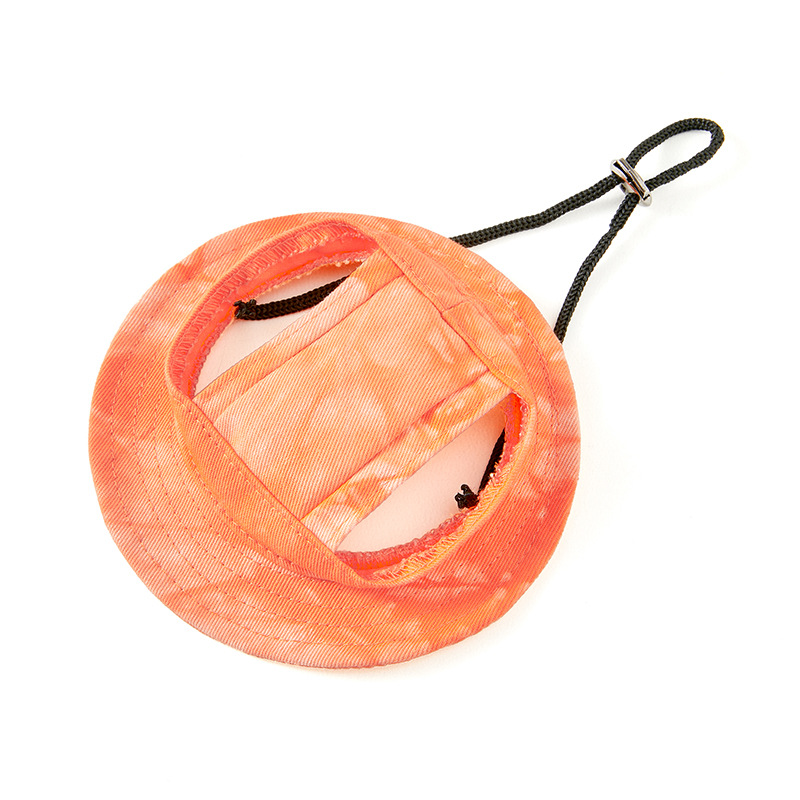 Mascota Linda oreja expuesta sombrero anti-caída ajustable cuenca sombrero protección solar sombra de sol perro anti-apriete oreja algodón princesa sombrero