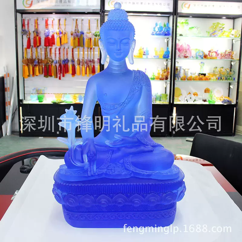 古法琉璃药师佛神像佛像摆件寺院供奉大型藏传工艺品生产厂家