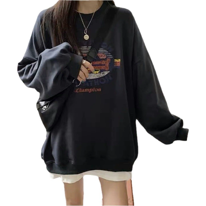 Суперпопулярная женская толстовка с круглым вырезом, осень 2025, новинка в корейском стиле, тонкая куртка, свободный топ для студенток, женская одежда оптом