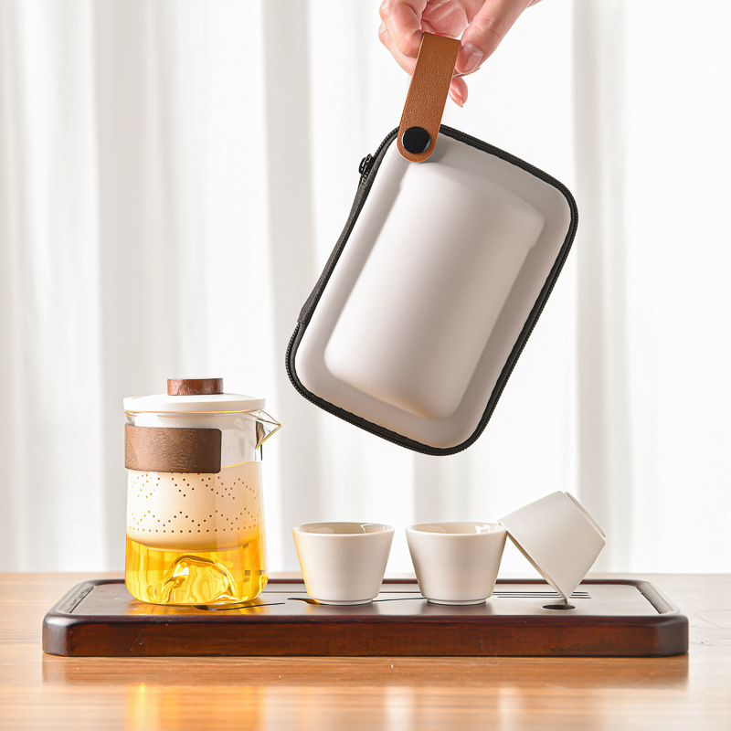 Guanshan 1 Kung Fu Travel Tea Set Portable Set for Tea Brewing, Outdoor Travel, Camping, Complete Tea Drinking Set