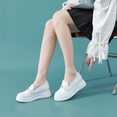  Spring New Inner Increased Loafers Women's Genuine Leather Mary Jane Women's Shoes Small Leather Shoes Nurse Shoes YH812