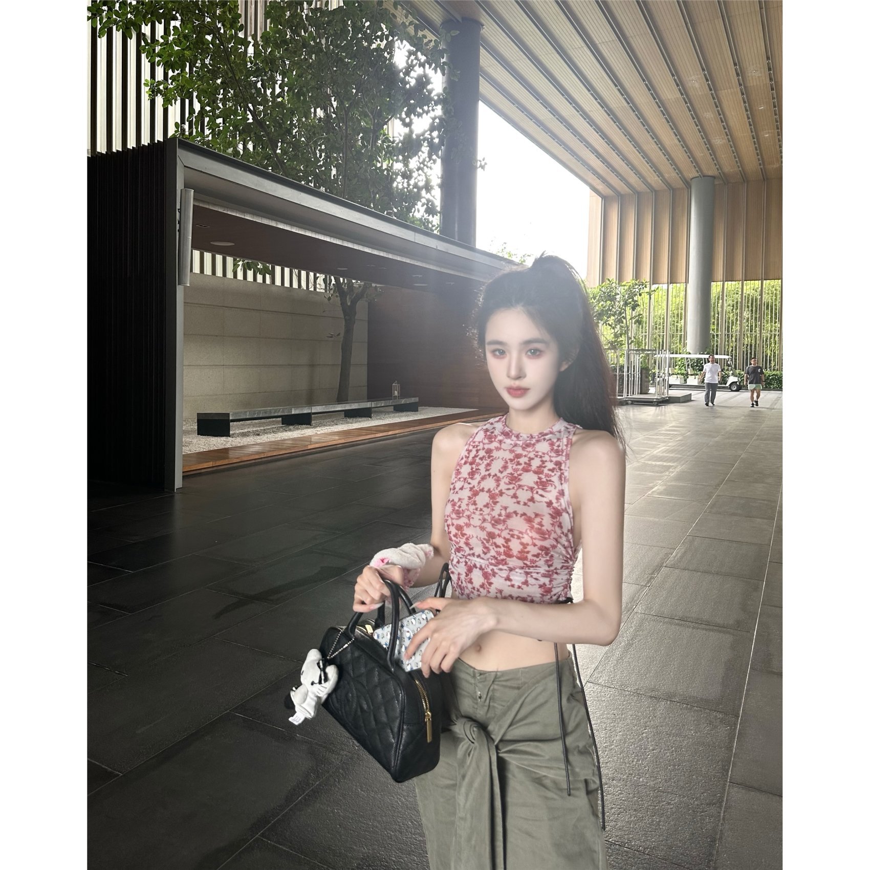여름 신상 스타일, 다재다능하고 패셔너블한 프린트, 순수한 욕망 스타일의 캐미솔, 여성 인터넷 연예인 스트리트 티셔츠 인 트렌드