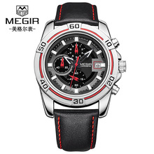 【美格尔MEGIR赛车运动腕表设计日历石英男士手表】型号：2023G。