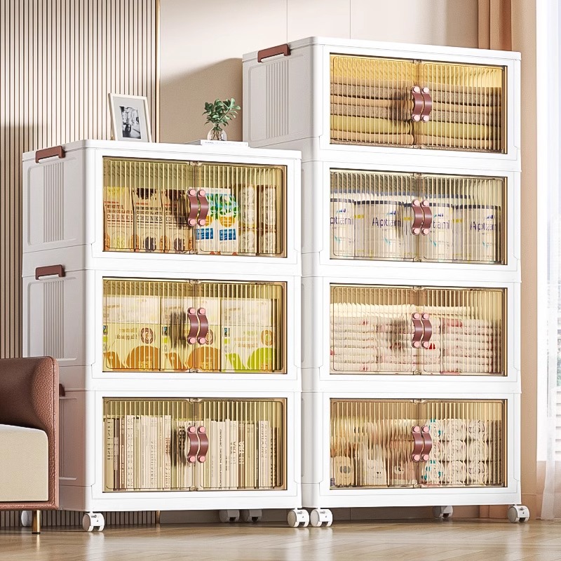 Armario de almacenamiento Qiaojie, armario de almacenamiento, plástico para el hogar, armario de bocadillos de instalación gratuita, armario de almacenamiento de juguetes de ropa para bebés y niños