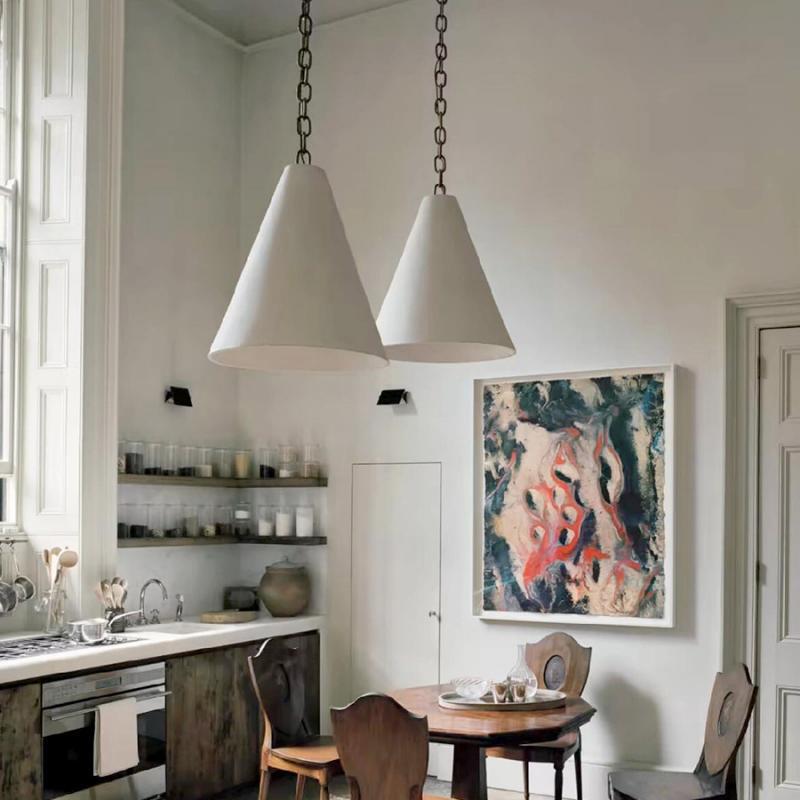 French medieval-style conical handmade plaster dining room chandelier, Japanese wabi-sabi style bar counter and island ambiance chandelier French medieval-style conical handmade plaster dining room chandelier, Japanese wabi-sabi style bar counter and island ambiance chandelier