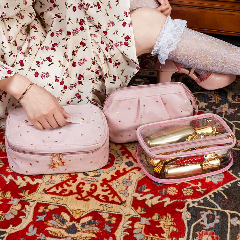 Bronceado terciopelo bolsa de cosméticos bolsa de lavado nuevo estilo nórdico ins Internet celebridad de las mujeres portátil de gran capacidad bolsa de almacenamiento traje
