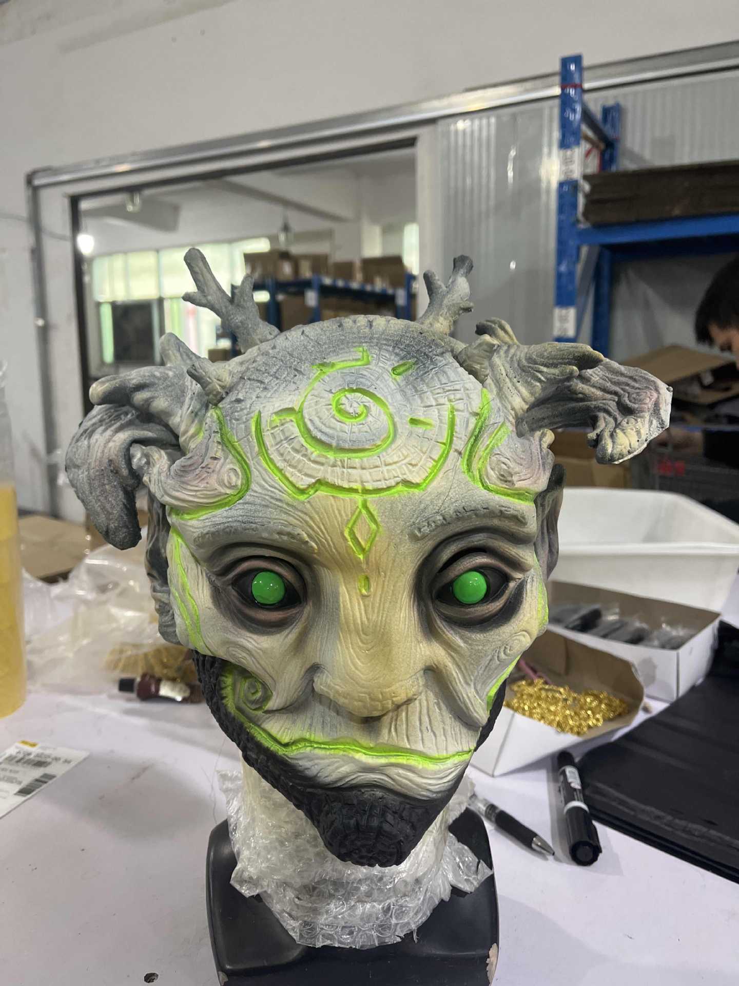 Halloween grüne Elfe alter Mann Latexmaske Waldelfenmaske Kopfbedeckung Maskerade Party Requisiten_voghion.com