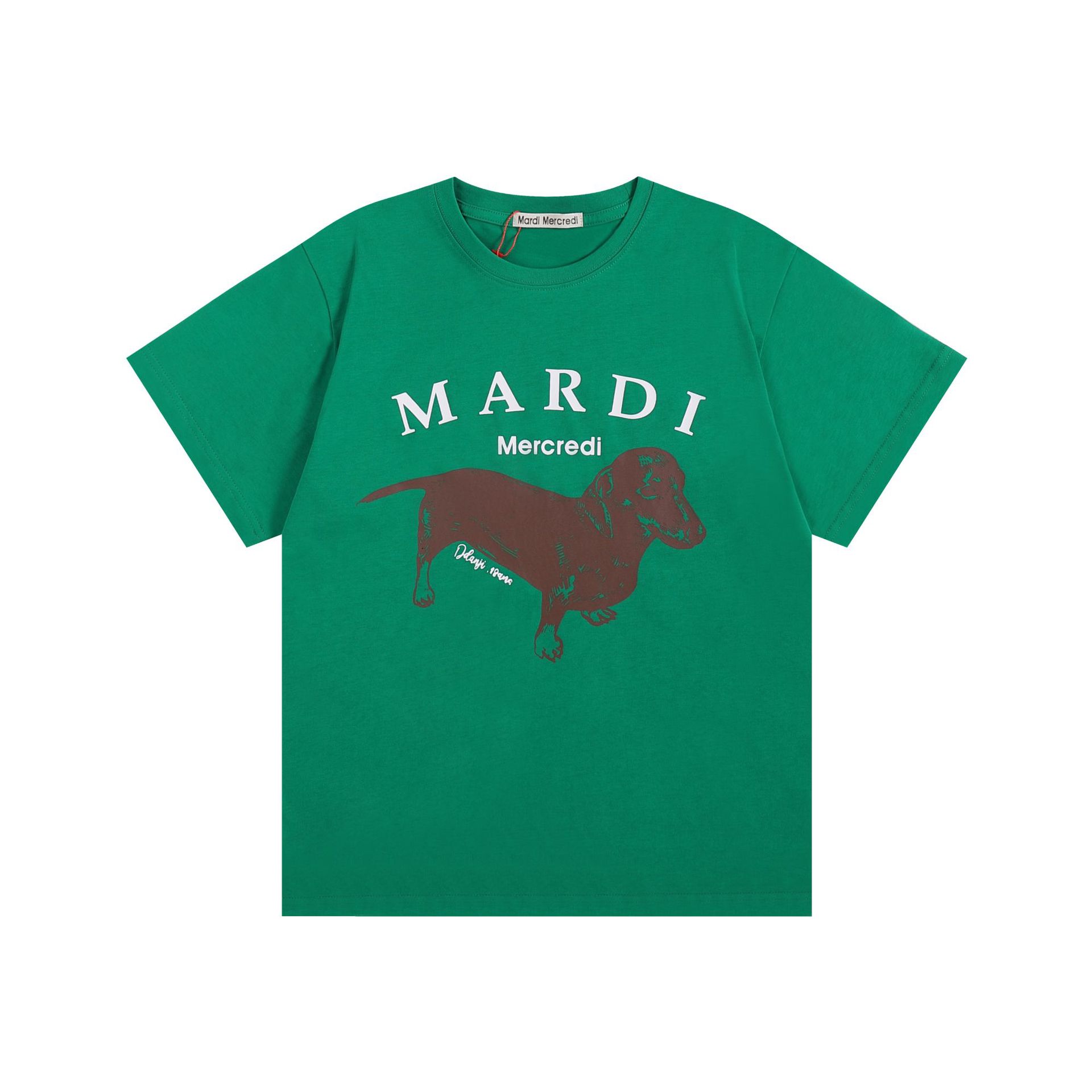 韓国マルディ Tシャツダックスフントレタープリントルーズカジュアルラウンドネック半袖 Tシャツトップ女性用