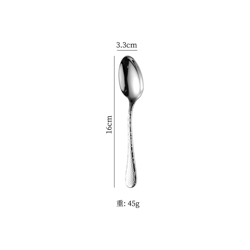 高級ホテル・レストラン向け304ステンレス製、槌目柄の高級食器（ナイフ、フォーク、スプーン、ティースプーン、ティーフォーク）|undefined
