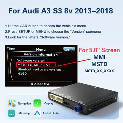 Cross-Border Wireless Carplay/Hicar Suitable Simsiz CarPlay və Android Auto - a3-s3-8v-2013-2018-58inch-screen-mstd