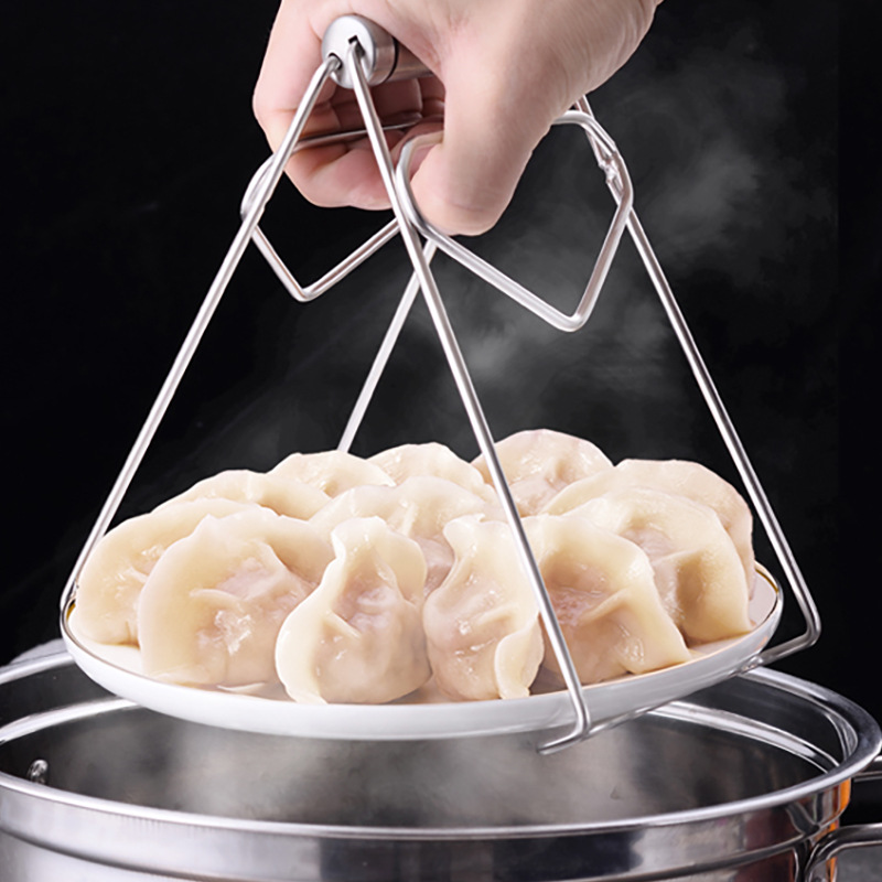 Nuevo 304 en forma de corazón de acero inoxidable titular de la placa anti-scald tazón plato titular de la cocina del hogar multi-funcional gadget