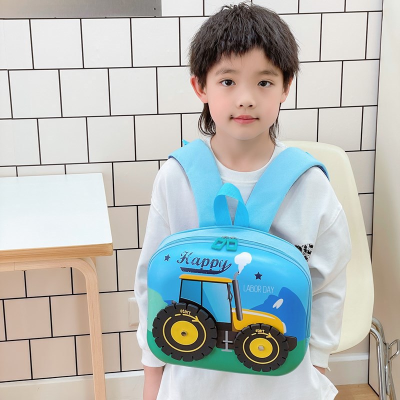 Mochila infantil de casca dura de dibujos animados de moda para niños ingeniería de automóviles ligeros mochila divertida para niñas conejos pequeños y medianos