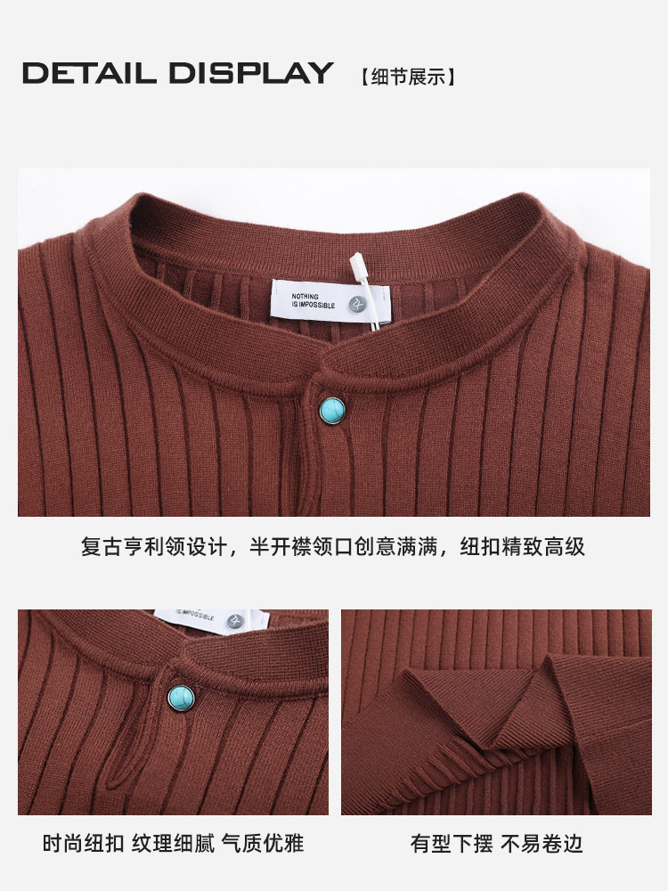 Lujo ligero nuevo estilo viejo estilo de dinero Henry cuello camiseta de punto hombre moda alta sensación polo camiseta camiseta superior camiseta para hombre