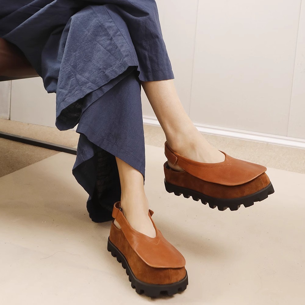 Retro Original Thick-Soled Shallow-Mouthed Single Shoes 2026 New Model Genuine Leather Closed-Toe Soft-Soled Platform Shoes for Women Direct from the Manufacturer