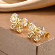 earring蝴蝶锆石耳钉女士时尚个性饰品 泉溪水首饰 EBS-147
