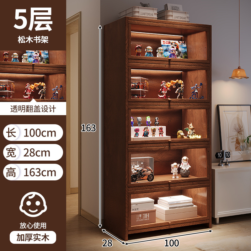 Mesita de noche de madera maciza Estilo retro americano Dormitorio junto a la cama Gabinete de almacenamiento multicapa para el hogar Estante con grietas