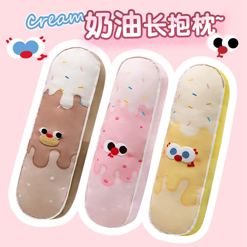 Crema almohada de fresa almohada de tira larga almohada de cama para niñas almohada de cama lateral para dormir piernas dormitorio almohada de cama grande almohada de cabecera