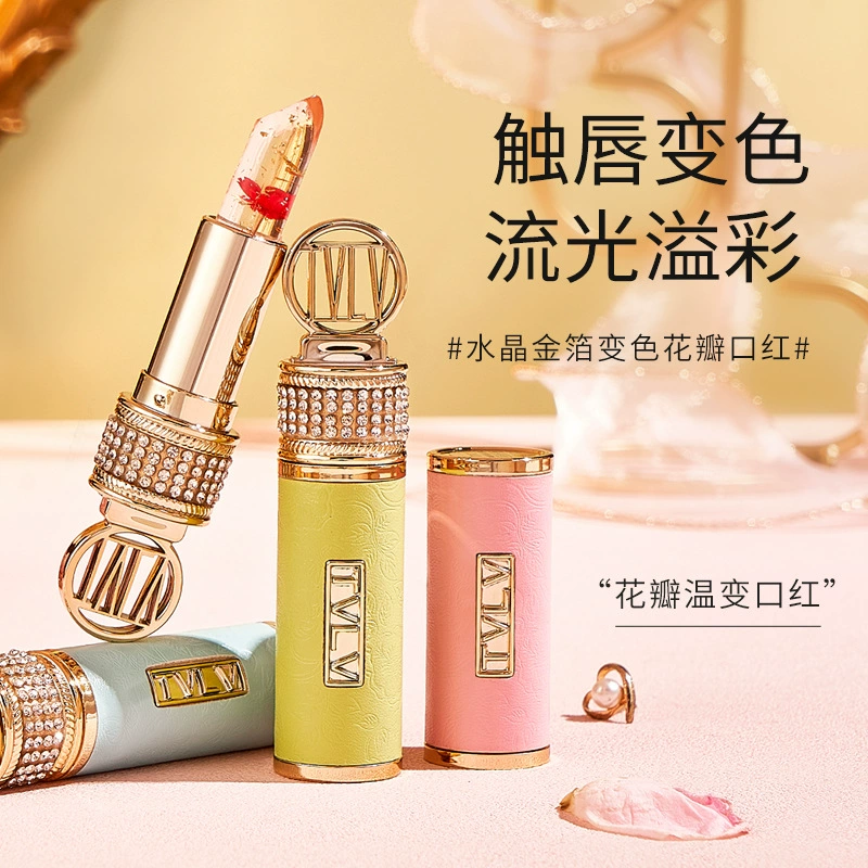 TvLV Crystal Gold Foil Change Petal Cloak Per Wears Rest, увлажняющий желе золотая фольга помада тёплый цветок плащ