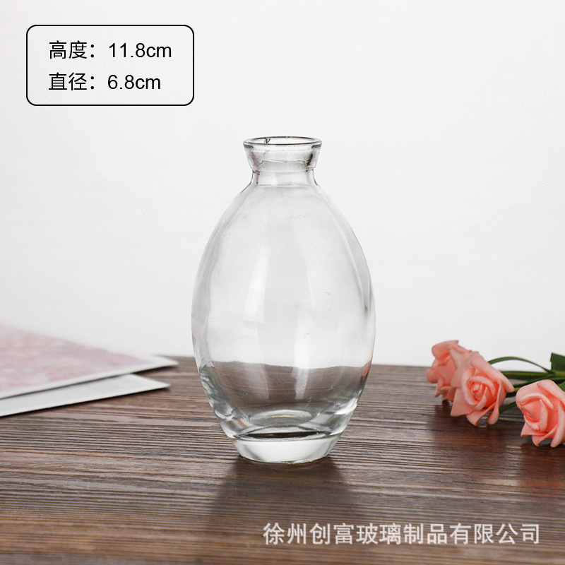 Luz de lujo simple retro mini jarrón de vidrio en vidrio de viento pequeño jarrón de flores flores flores secas flores decoración de oficina