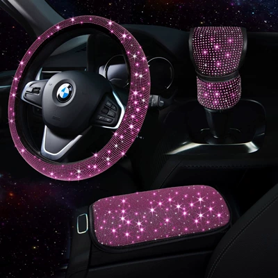 Three-Piece Set Wholesale, Steering wheel cover - rose-red-38cm