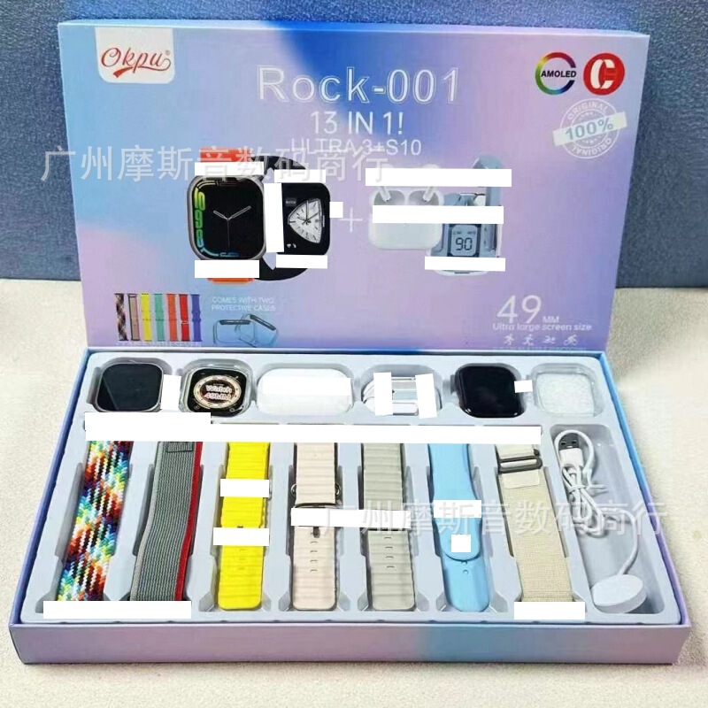 Smart Watch R0CK001/002/003/004 Long Endurance Bluetooth Headset Dual Smart Watch 13in1 Set