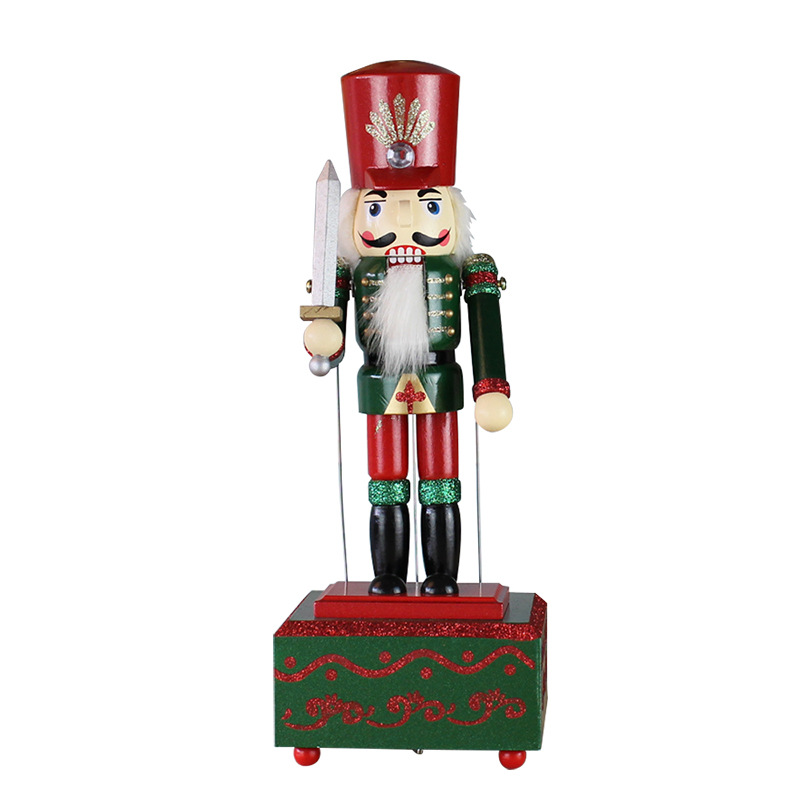 Navidad regalos navideños cascanueces caja de música giratoria artesanía decoración casera madera caja de ocho tonos