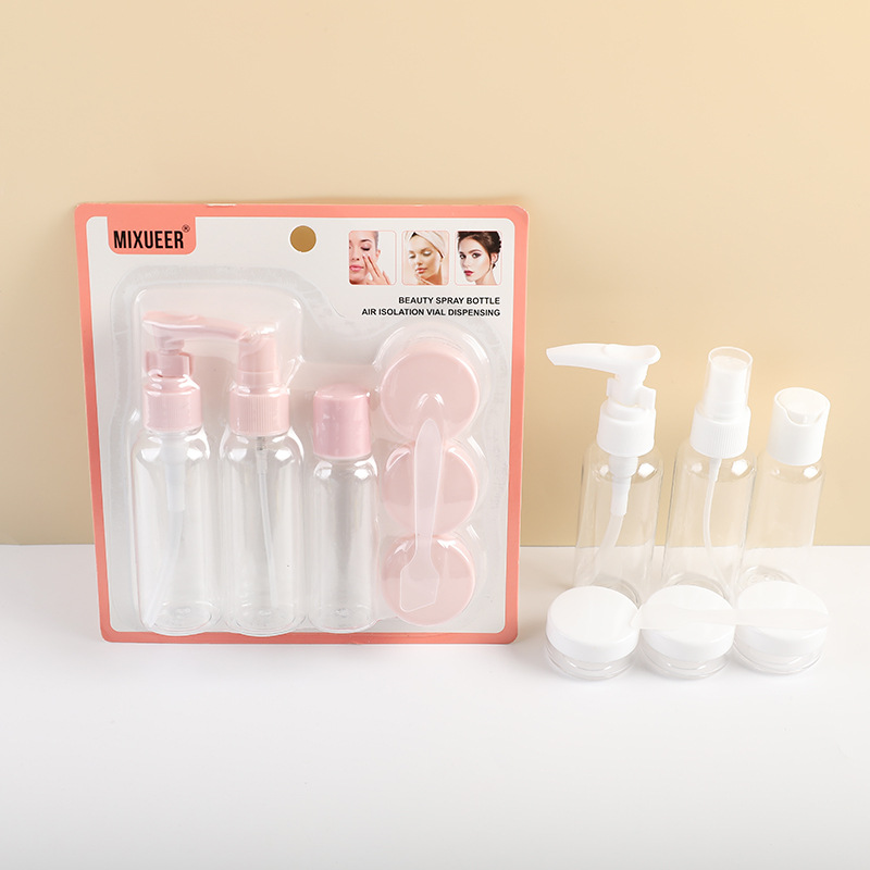 分装瓶细雾喷雾空瓶批发旅行便携按压乳液膏霜瓶套装透明塑料瓶