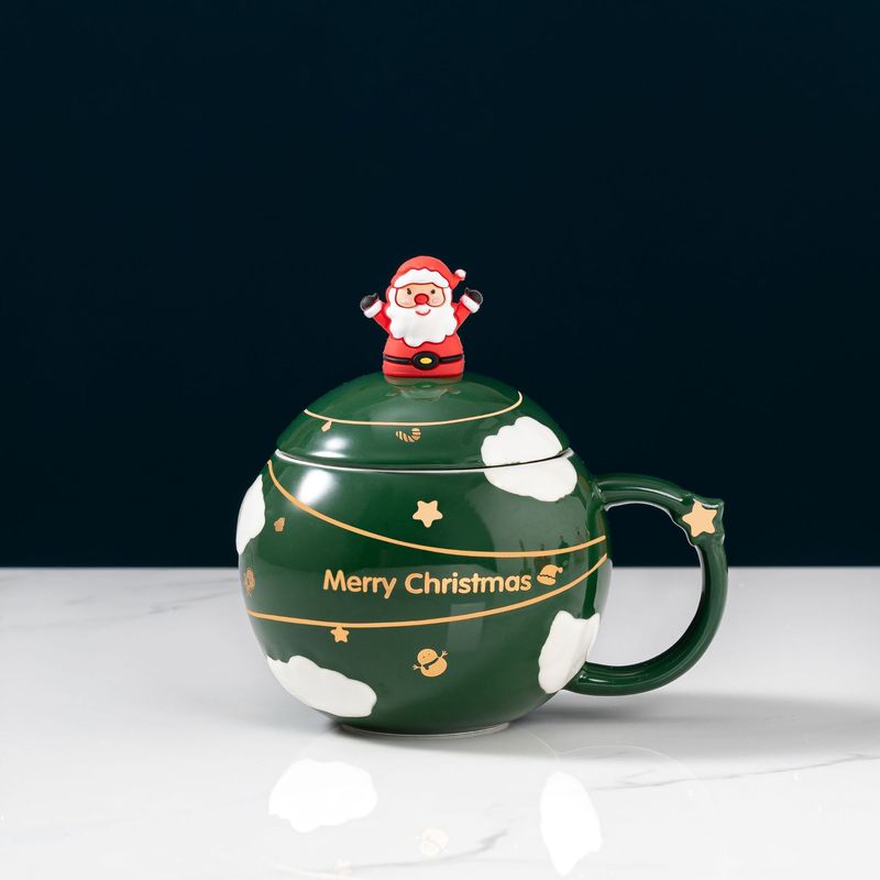 浮き彫り星クリスマス陶磁器カップ蓋付きクリスマスプレゼントマグカップギフトボックス女子祝日ギフトカップ|undefined