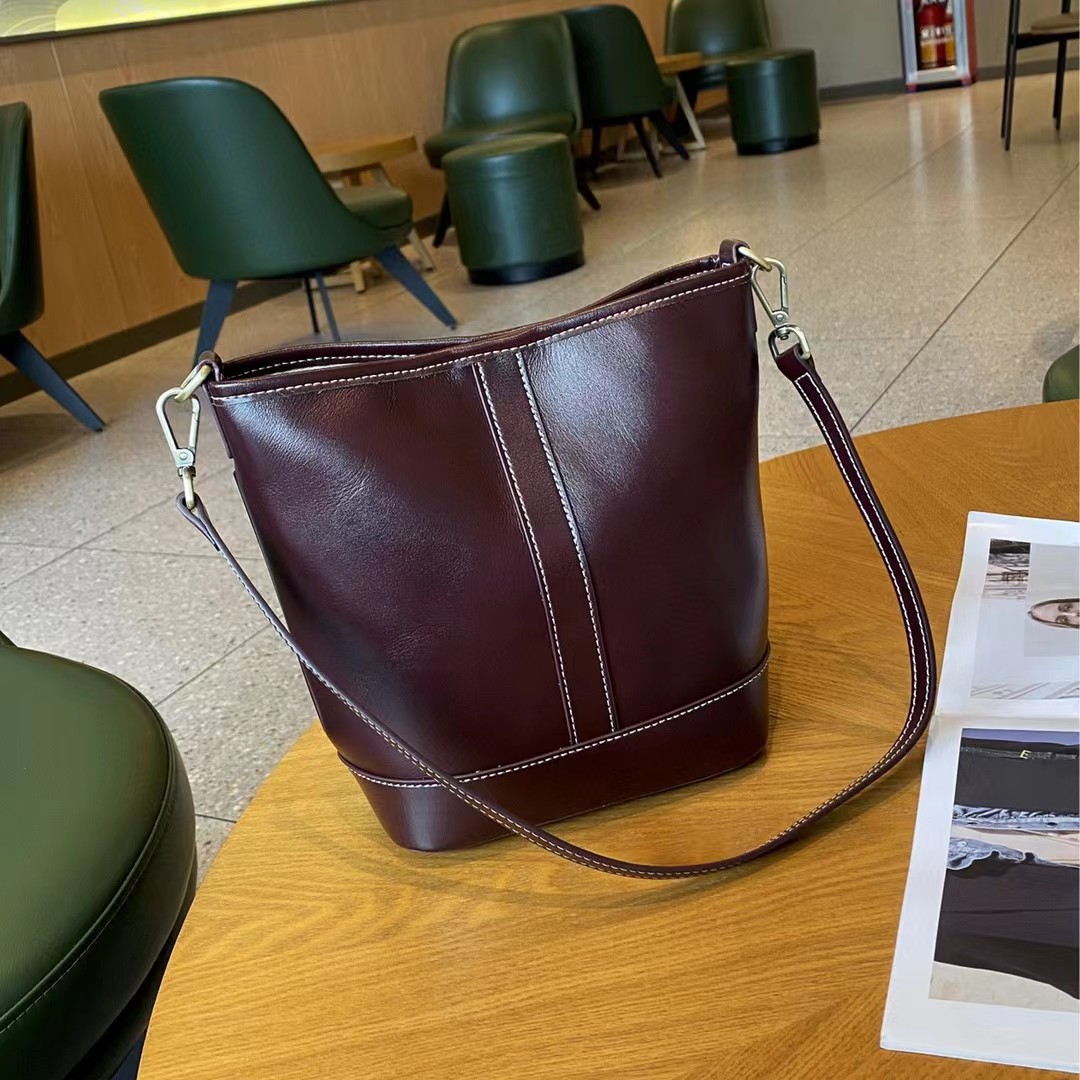 2026 New Luxury Commuter Bucket Bag For Women, Spring Crossbody Genuine Leather Shoulder Bag, Underarm Bag - Thumbnail 4