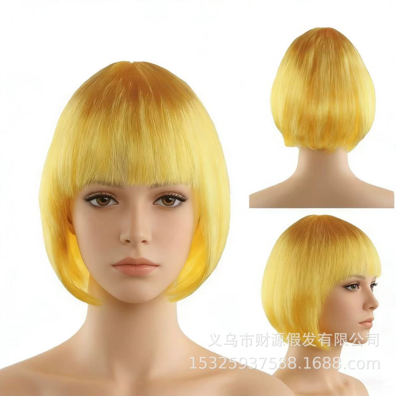 Transfronterizos sin despertar pelo corto pelucas de cabello para mujeres cubierta de cabello completo Qi Liuhai colorido BoBo cabeza de Halloween cabello al por mayor