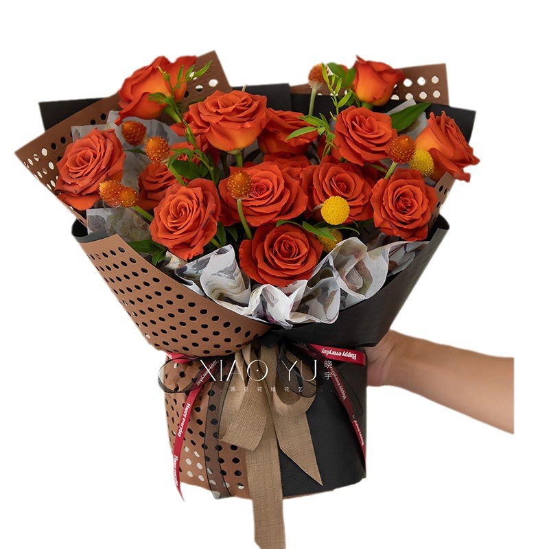 Window oeste hueco bambú papel de embalaje de papel de embalaje de color sólido estilo ramo de flores de alto nivel sentimental día de la gente pequeño ramo de papel de embalaje