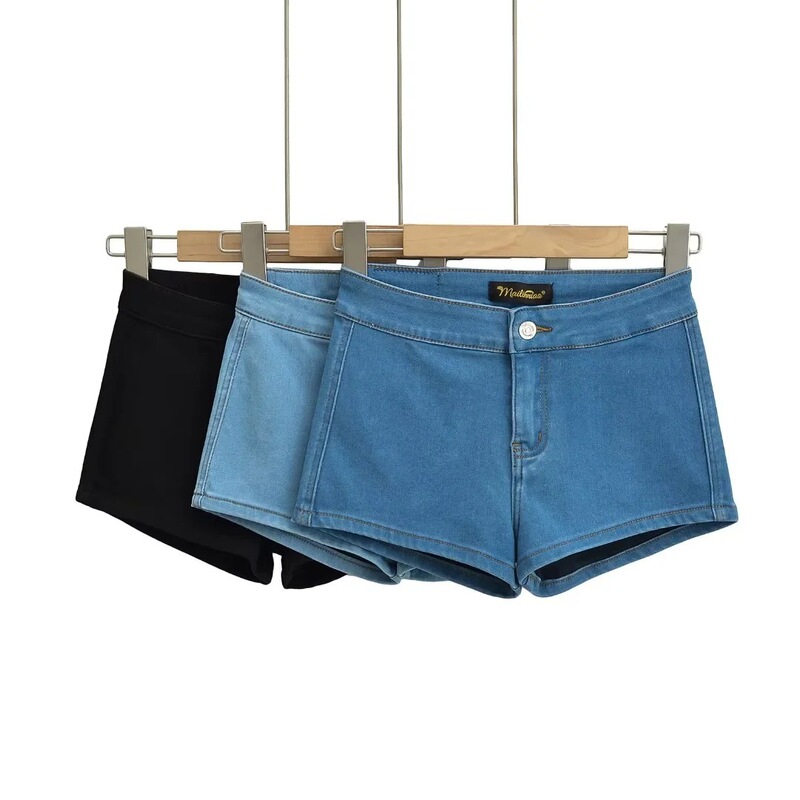 High elastic tight fit slim multi-color denim shorts women's 2024 summer super elastic low waist hip hot pants wholesale