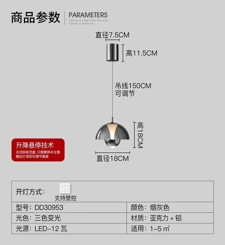 北欧玻璃圆球单头吊灯创意复古工业风餐厅吧台透明灯罩床头小吊灯|undefined