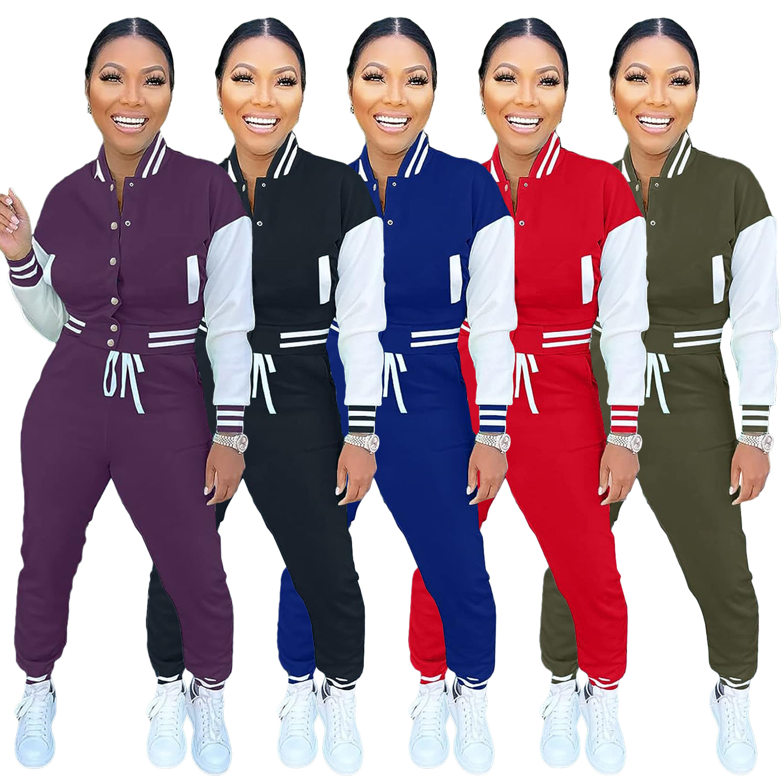 Daily Women's Streetwear Color Block Spandex Pants Sets Pants Sets display picture 11