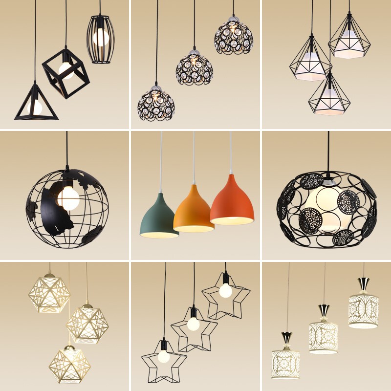 Dining room chandelier three-head creative personalized dining table lamp modern minimalist Nordic small chandelier industrial style bar aisle lamp